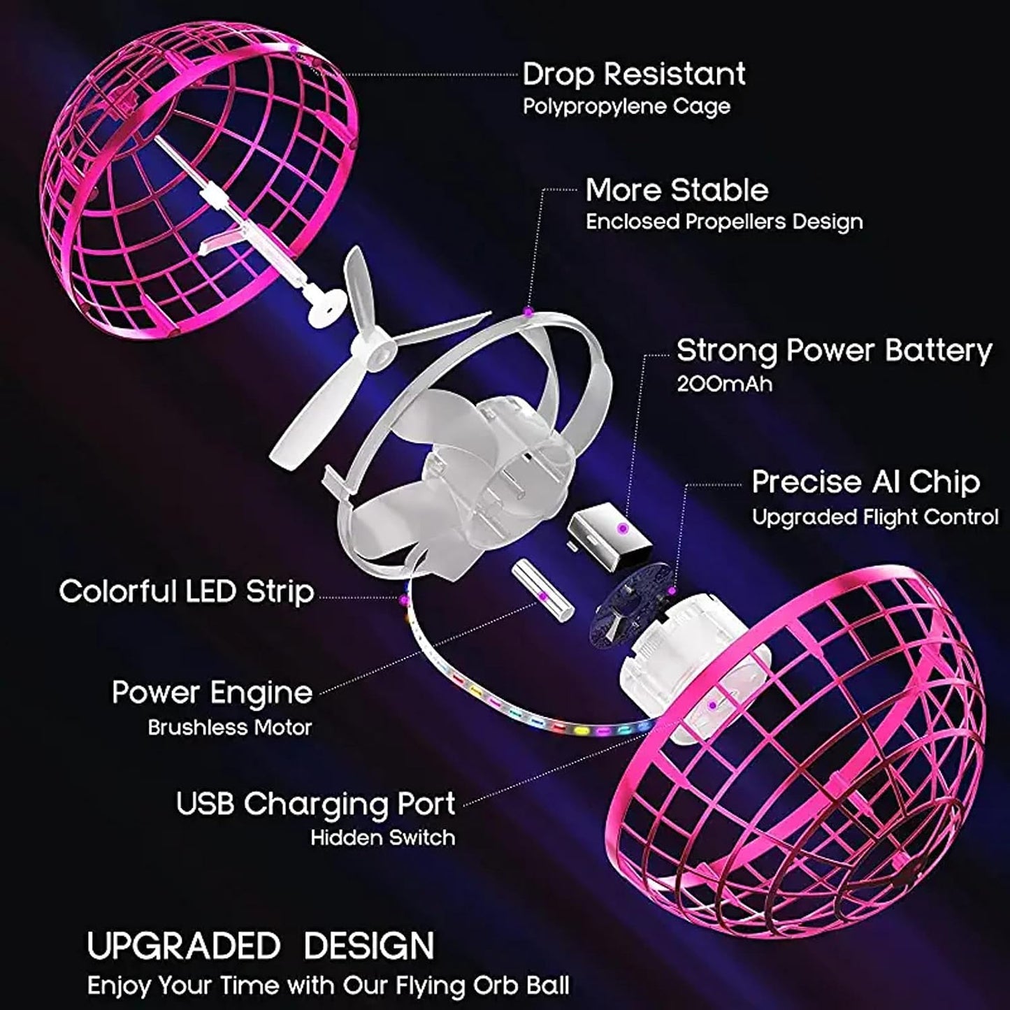 Intelligent induction spinning ball flying suspended glare UFO magic ball parent-child children's toy