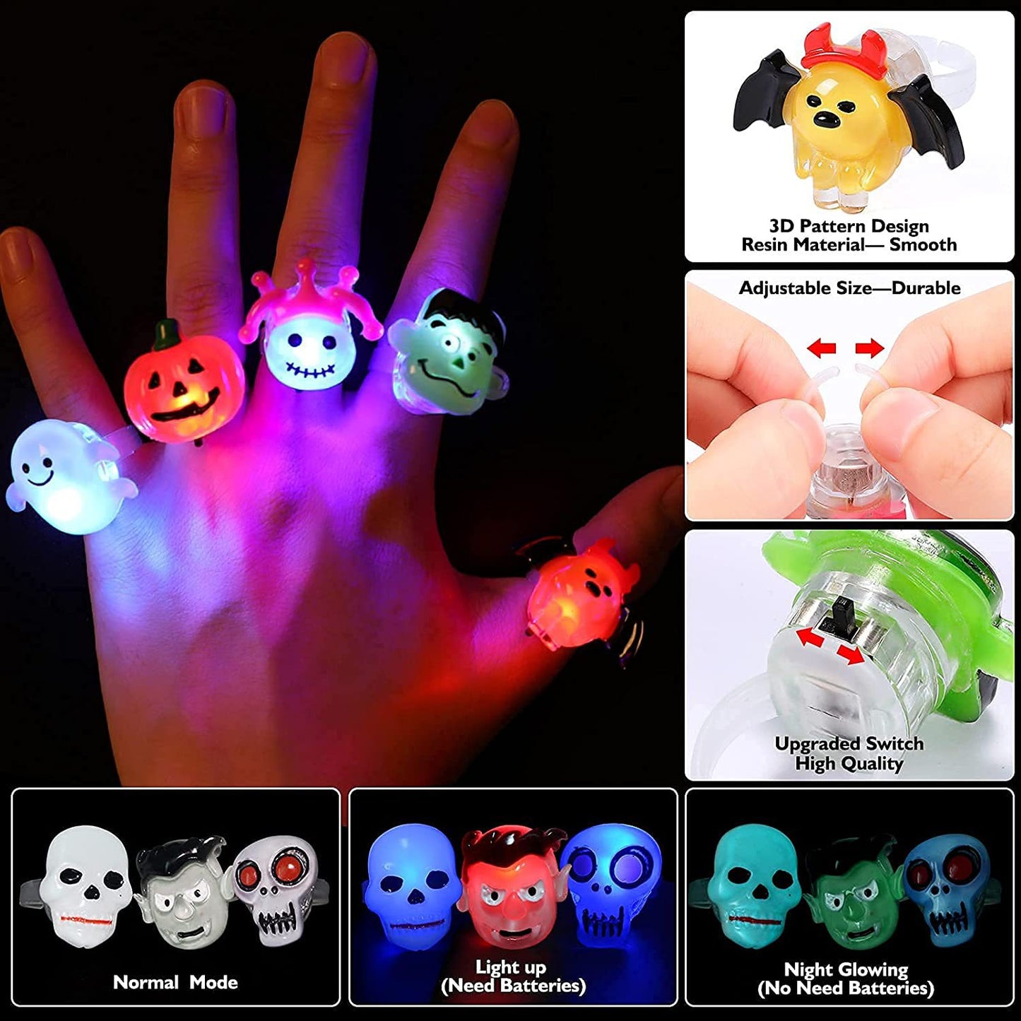 Halloween LED pumpkin ghost head finger lamp