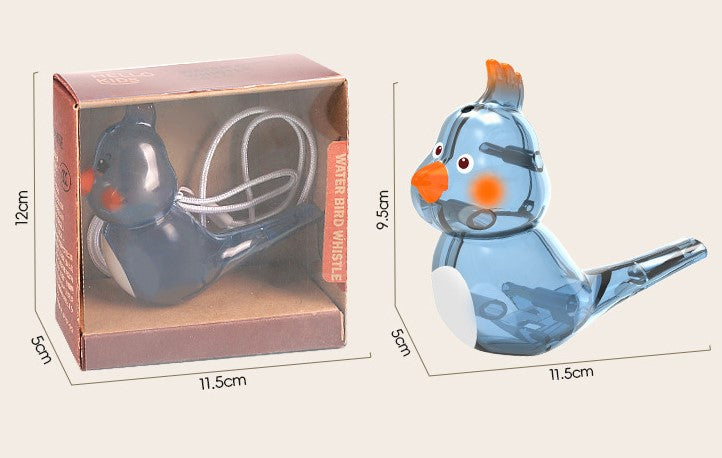 Children's whistle water toy filled with water and blown out by birds singing