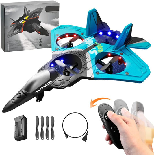 Jet Fighter Stunt RC Airplane, Remote Control Airplane with 360° Stunt Spin Remote and Light, Fighter Plane Glider Airplane Hobby Toy Gifts Airplane