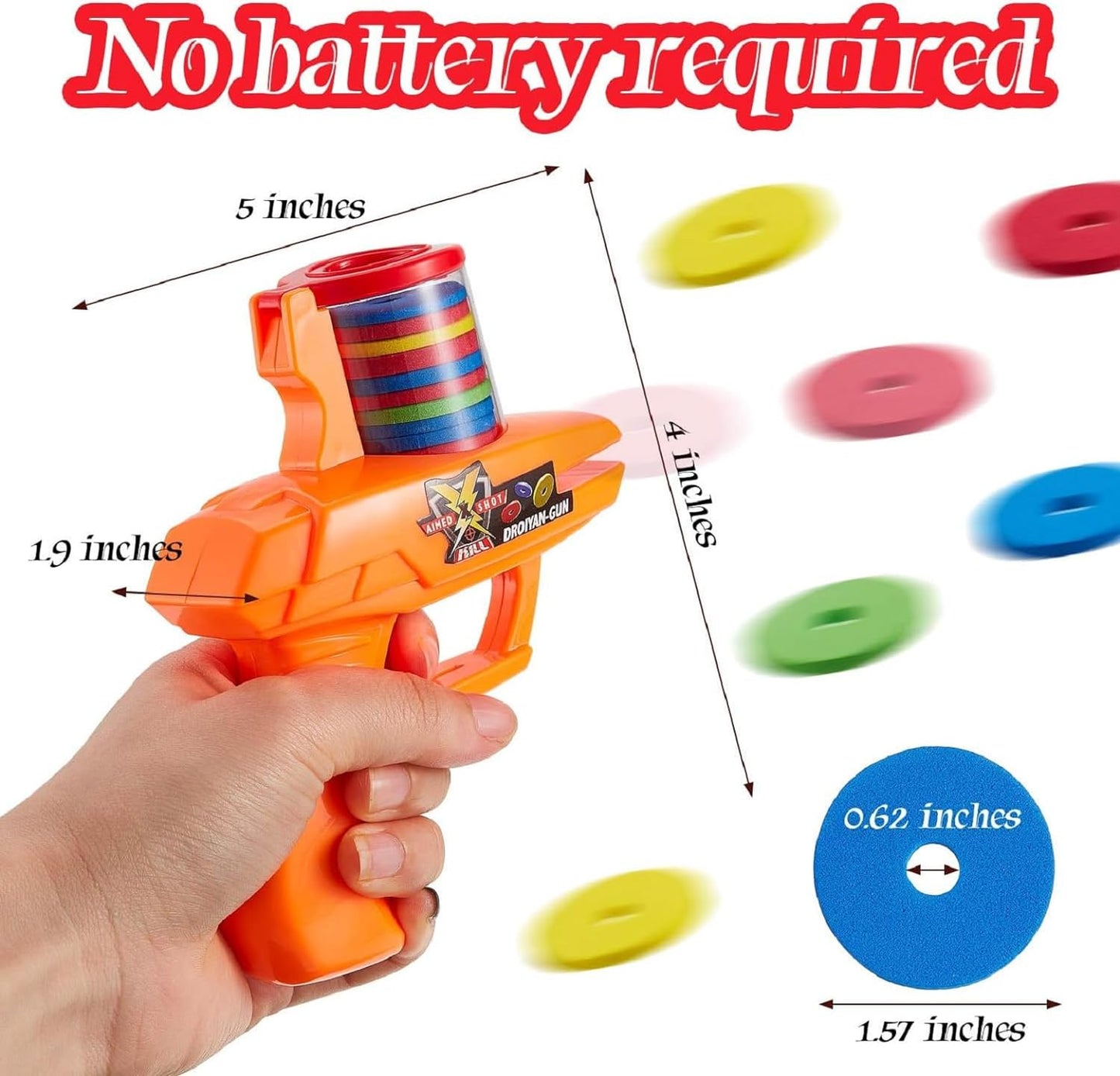 2 Pieces Foam Disc Launcher Zip Shot Shooter Disc Shoote(Orange, Green)