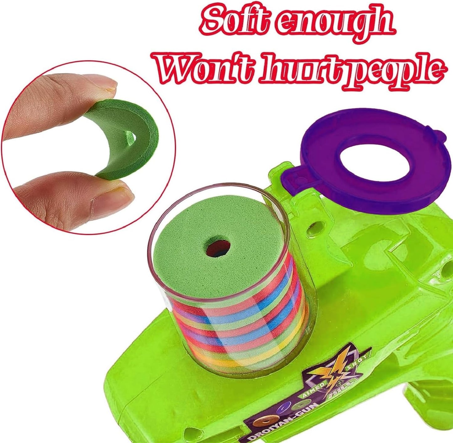 2 Pieces Foam Disc Launcher Zip Shot Shooter Disc Shoote(Orange, Green)