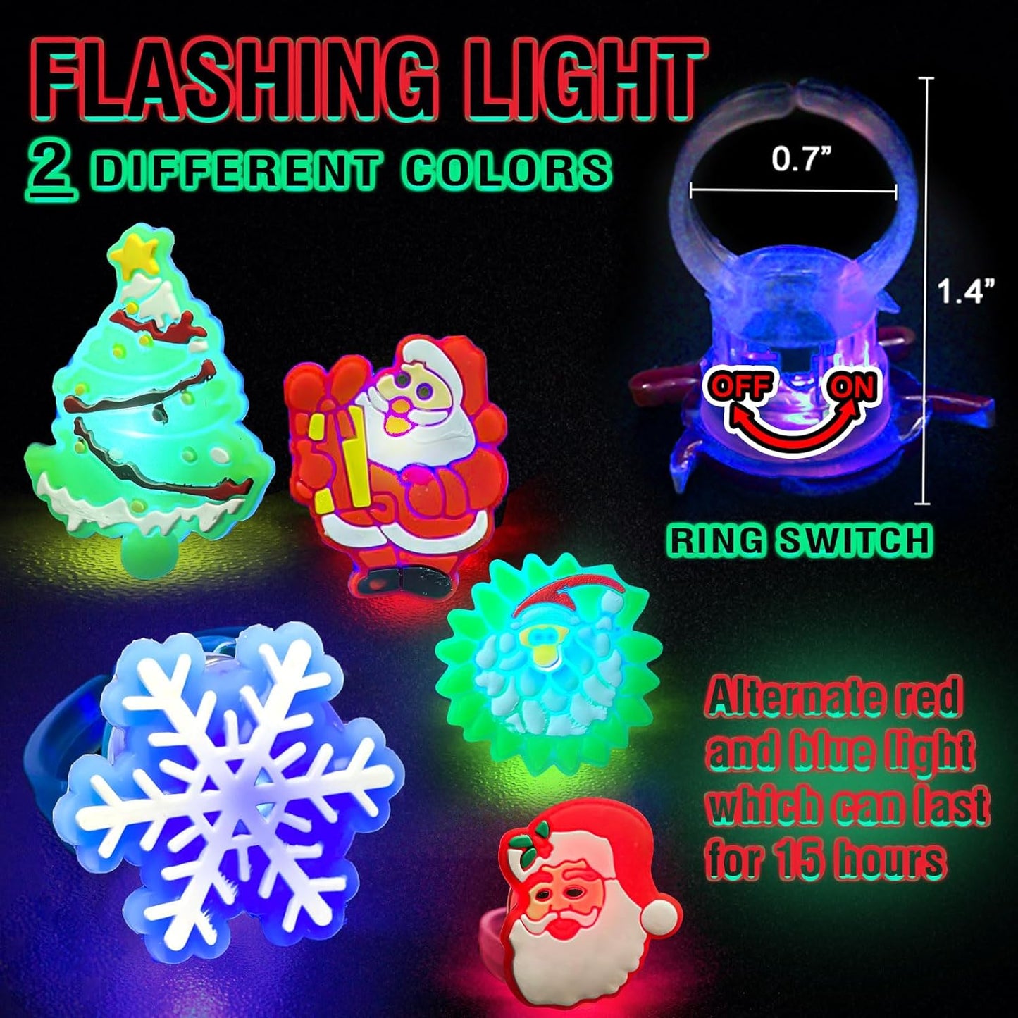 Christmas Glitter Ring Children's Luminous Ring