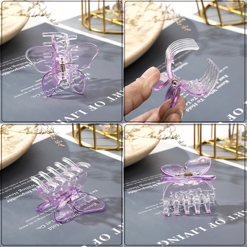 Stylish Transparent Butterfly Hair Claws | Cute Hairpin Grabs & Barrettes