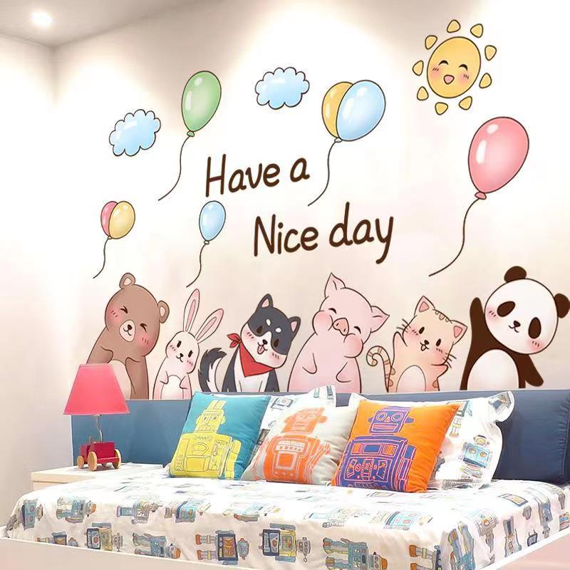 Whimsical Animal Wall Decal Set for Nursery and Kids' Room Deco