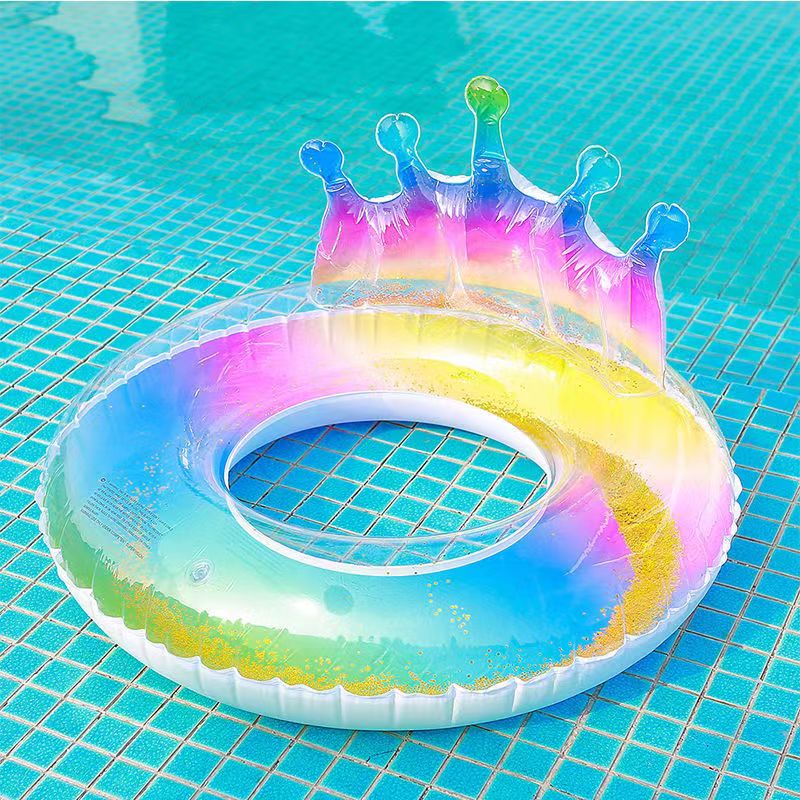 Rainbow-Colored Swim Ring, Crown Swim Ring, Mermaid Swim Ring